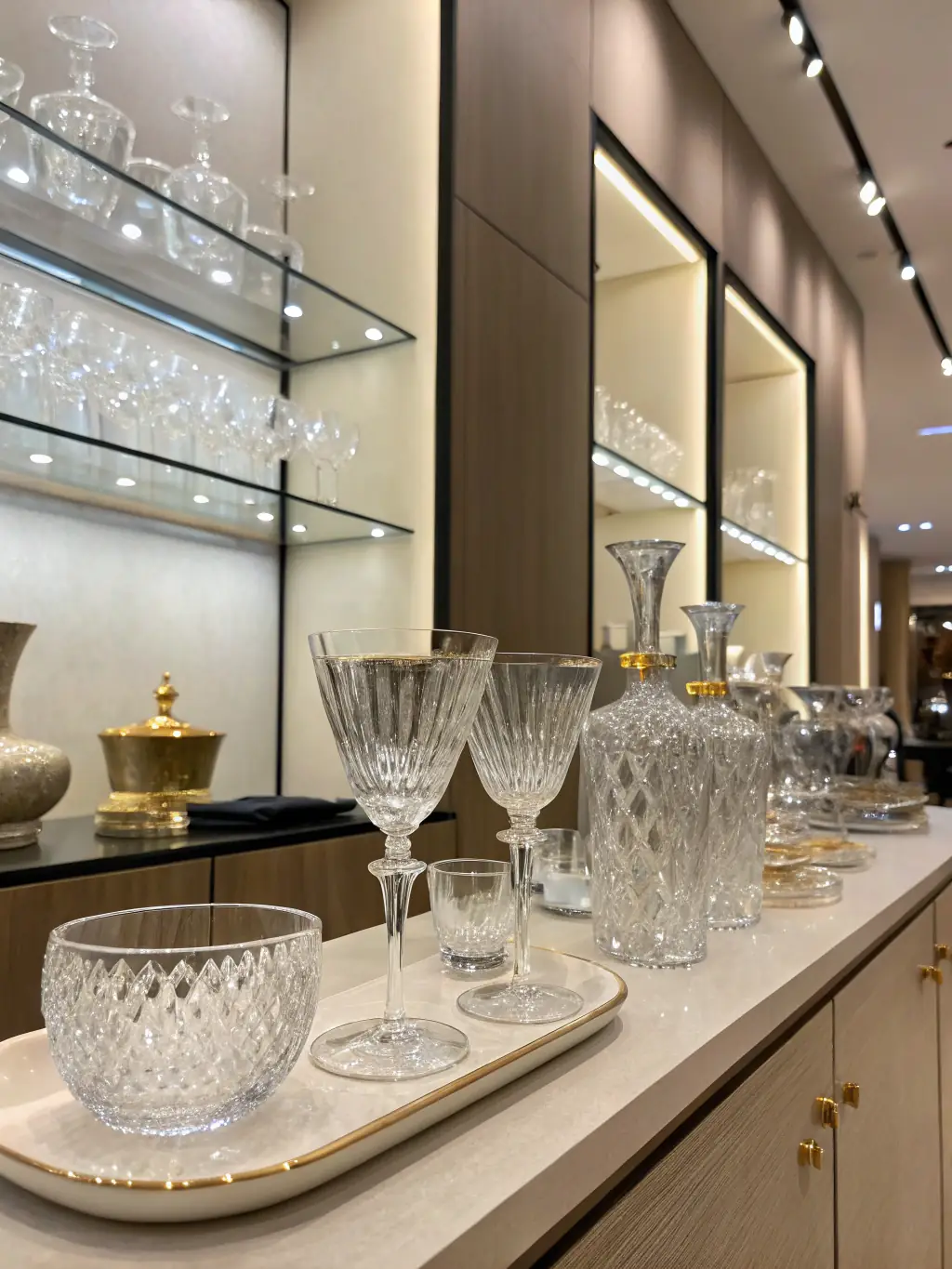 A photograph of a variety of imported glass products, showcasing different types and qualities of glass available.